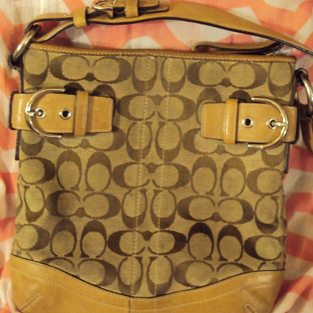 Vintage Coach hand bag Brown leather and suede